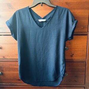 Navy Blue V-Neck Women's Top